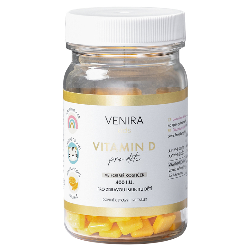 E-shop VENIRA Kids vitamin D pro děti pomeranč 120 cucavých tablet