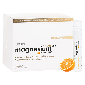 VENIRA Magnesium shots příchuť pomeranč 20 ampulí, expirace