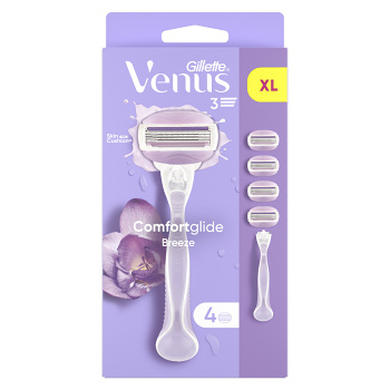 GILLETTE Venus Comfortglide Breeze Holící strojek + Náhradní hlavice 4 kusy (Holítka s vyměnitelnou hlavicí) - Omyvatelný