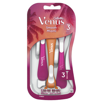 GILLETTE Venus Smooth Miami Dámská pohotová holítka 3 kusy (Dámská jednorázová holítka)