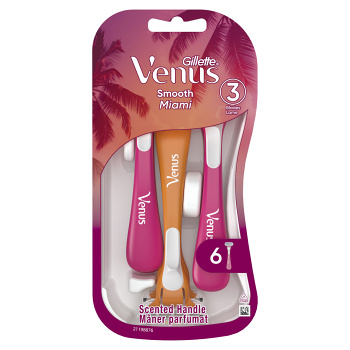 GILLETTE Venus Smooth Miami Dámská pohotová holítka 6 kusů (Dámská jednorázová holítka) - Jednorázové