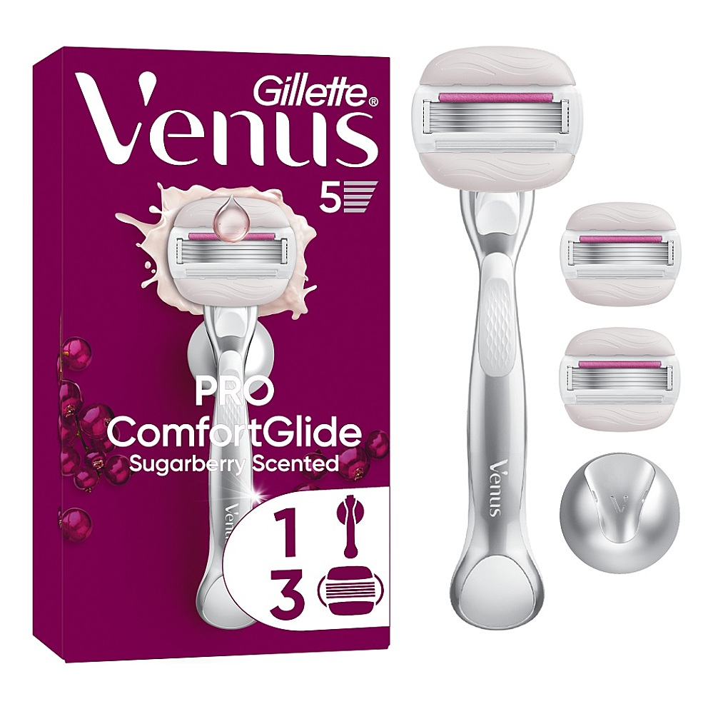 GILLETTE Venus ComGlide Sugarberry strojek + Náhradní hlavice 3 kusy