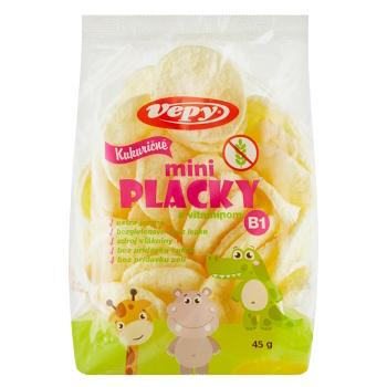 VEPY Kukuřičné mini placky s vitamínem B1 45 g (Křehké chlebíčky a pufované výrobky)