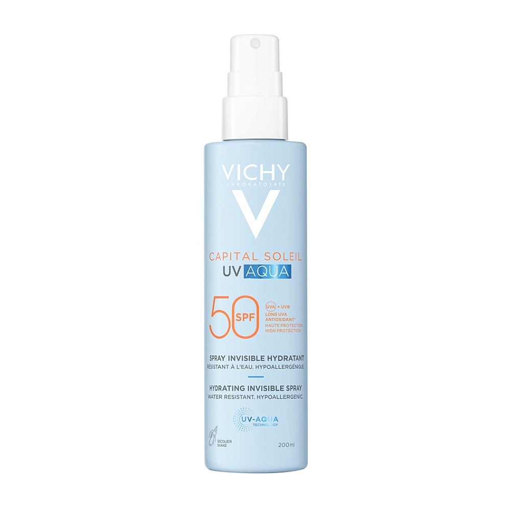 Vichy Capital Soleil UV Aqua ochranný sprej s hydratačním účinkem SPF 50 200 ml koupíte na Lekarna.cz