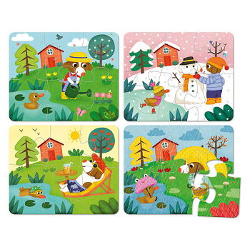 VILAC Dřevěné puzzle 4 období (Vkládačky, spojovačky a puzzle) - Jiné, Skládací, Sada