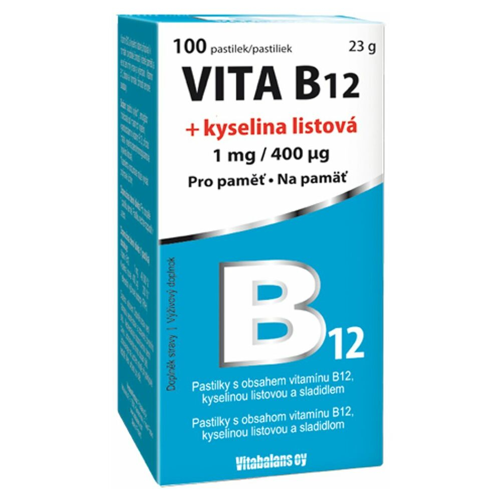 Levně VITA B12 + kyselina listová 1 mg/400 mcg 100 tablet