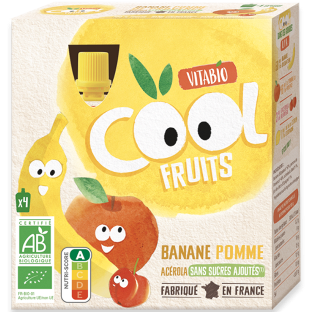 E-shop VITABIO Cool fruits kapsička jablko, banán 4m+ BIO 4 x 90 g