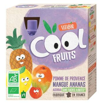 VITABIO ovocné BIO kapsičky Cool Fruits jablko, mango, ananas a acerola 4 x 90 g, expirace
