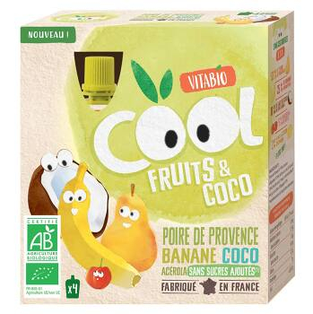 VITABIO ovocné BIO kapsičky Cool Fruits kokos, hruška, banán a acerola 4 x 85 g, expirace