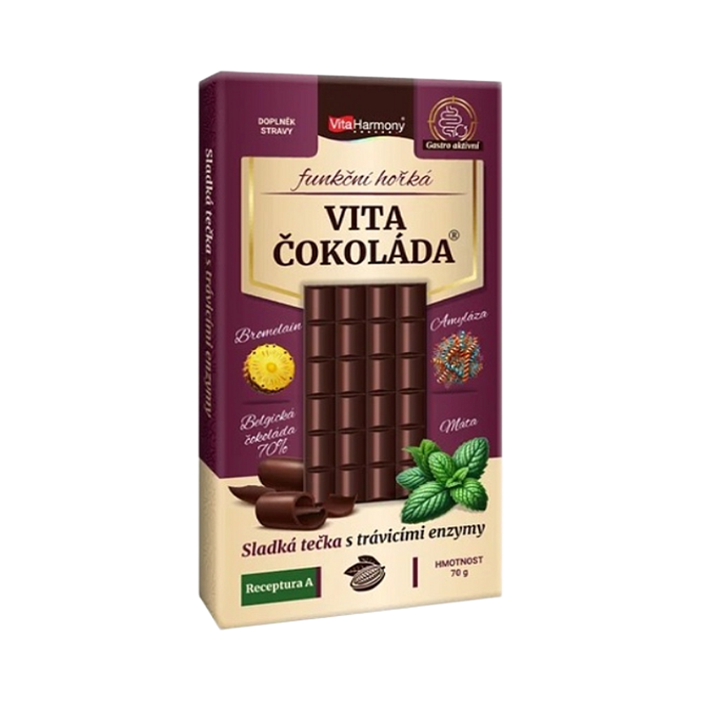 VITAHARMONY Vitačokoláda receptura A hořká 70 g