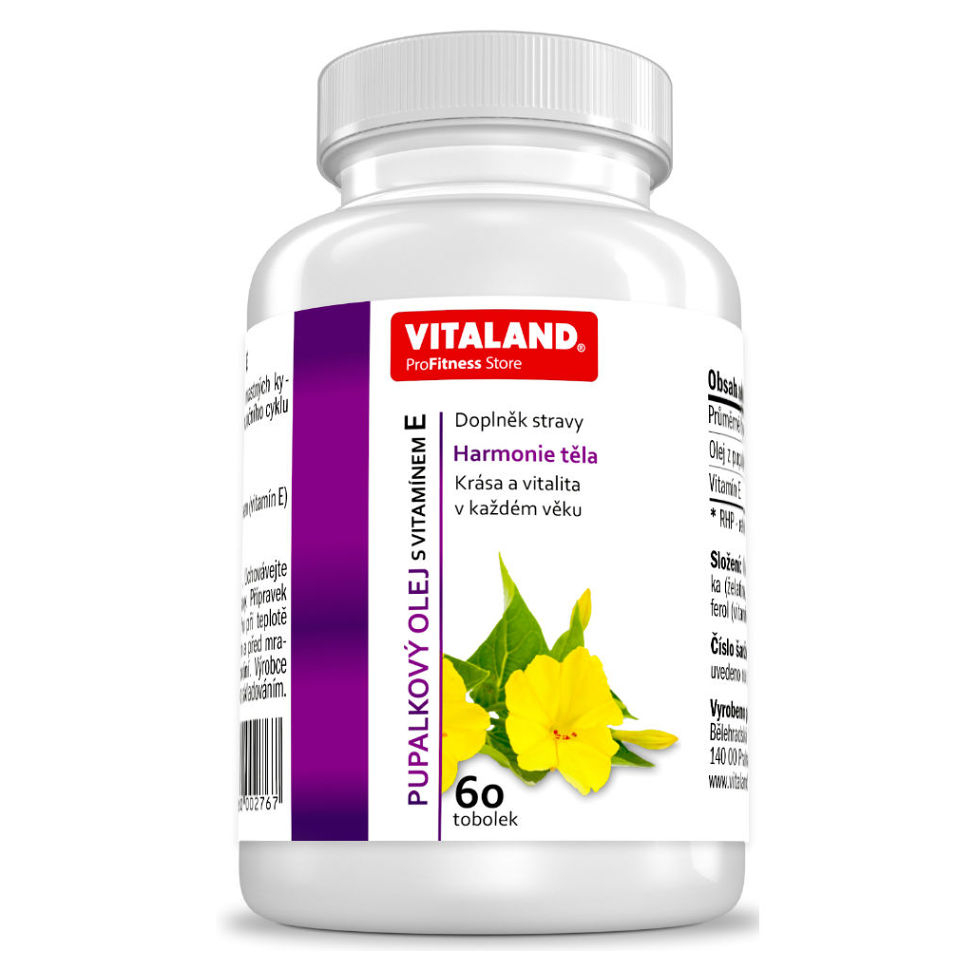 E-shop VITALAND Pupalkový olej s vitaminem E 60 tobolek