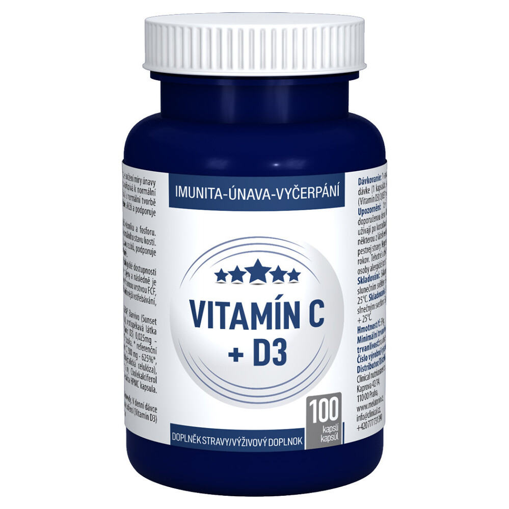 CLINICAL Vitamín C + D3 100 kapslí