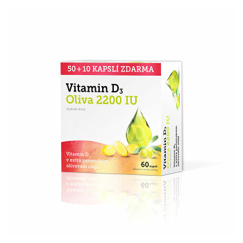 GLENMARK Vitamin D3 Oliva 2200 IU 50+10 kapslí