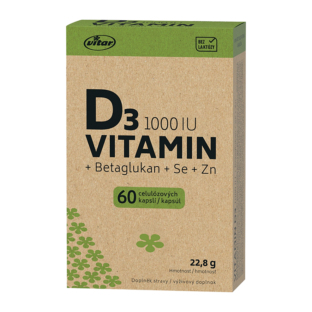 VITAR EKO Vitamin D3 1000IU + betaglukan 60 kapslí