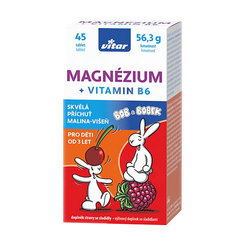 VITAR Kids Magnézium+B6 malina-višeň 45 tablet