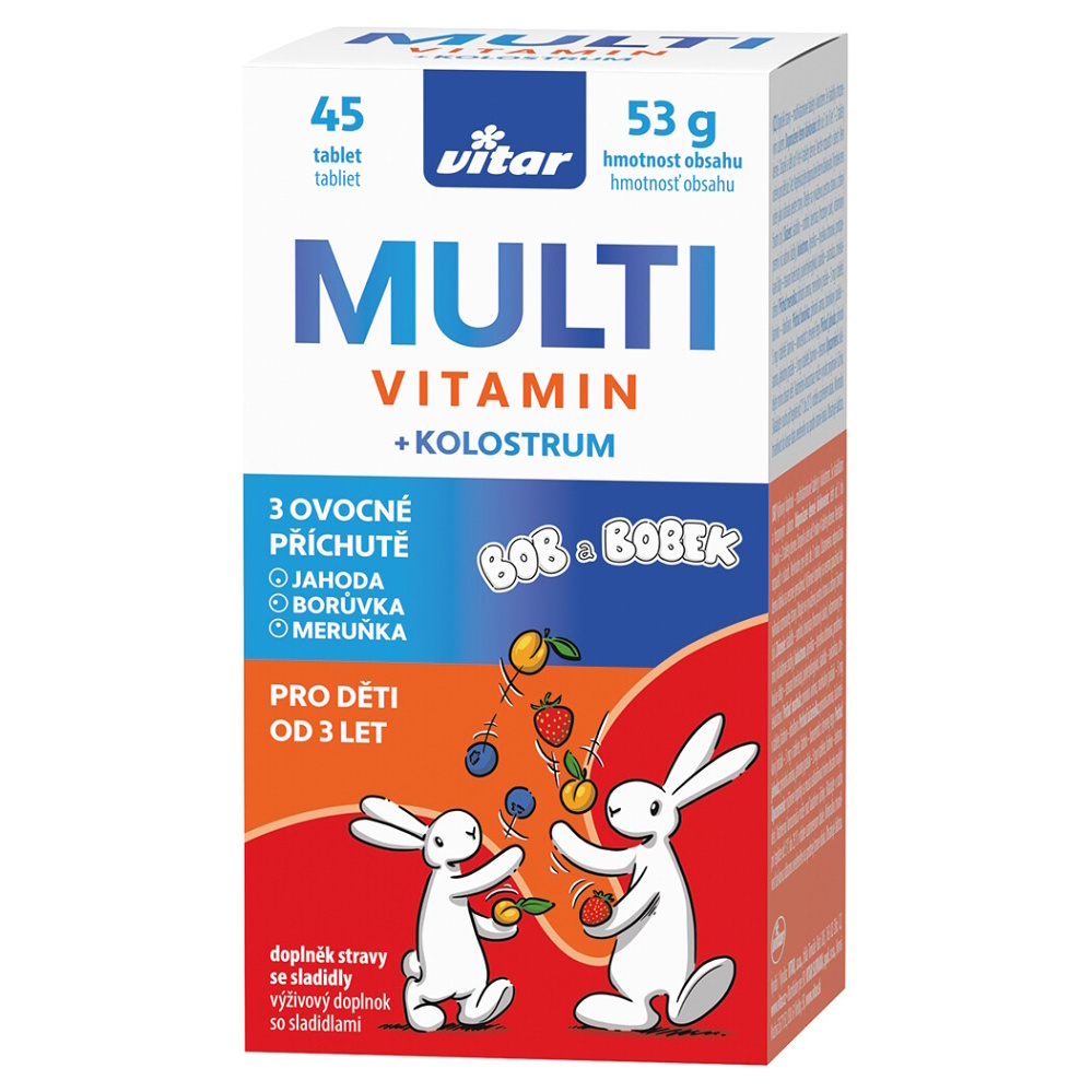 Levně VITAR Kids multivitamin + kolostrum 45 tablet