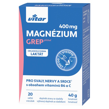 VITAR Magnézium 400 mg + vitamín B6 + vitamín C příchuť grep 20 sáčků