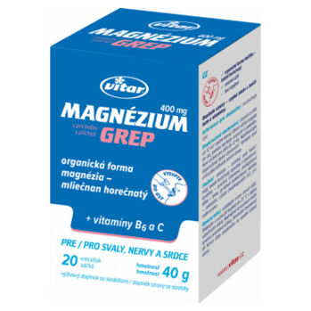 VITAR Magnézium 400mg + vitamín B6 + vitamín C grep sáčky 20 x 2 g