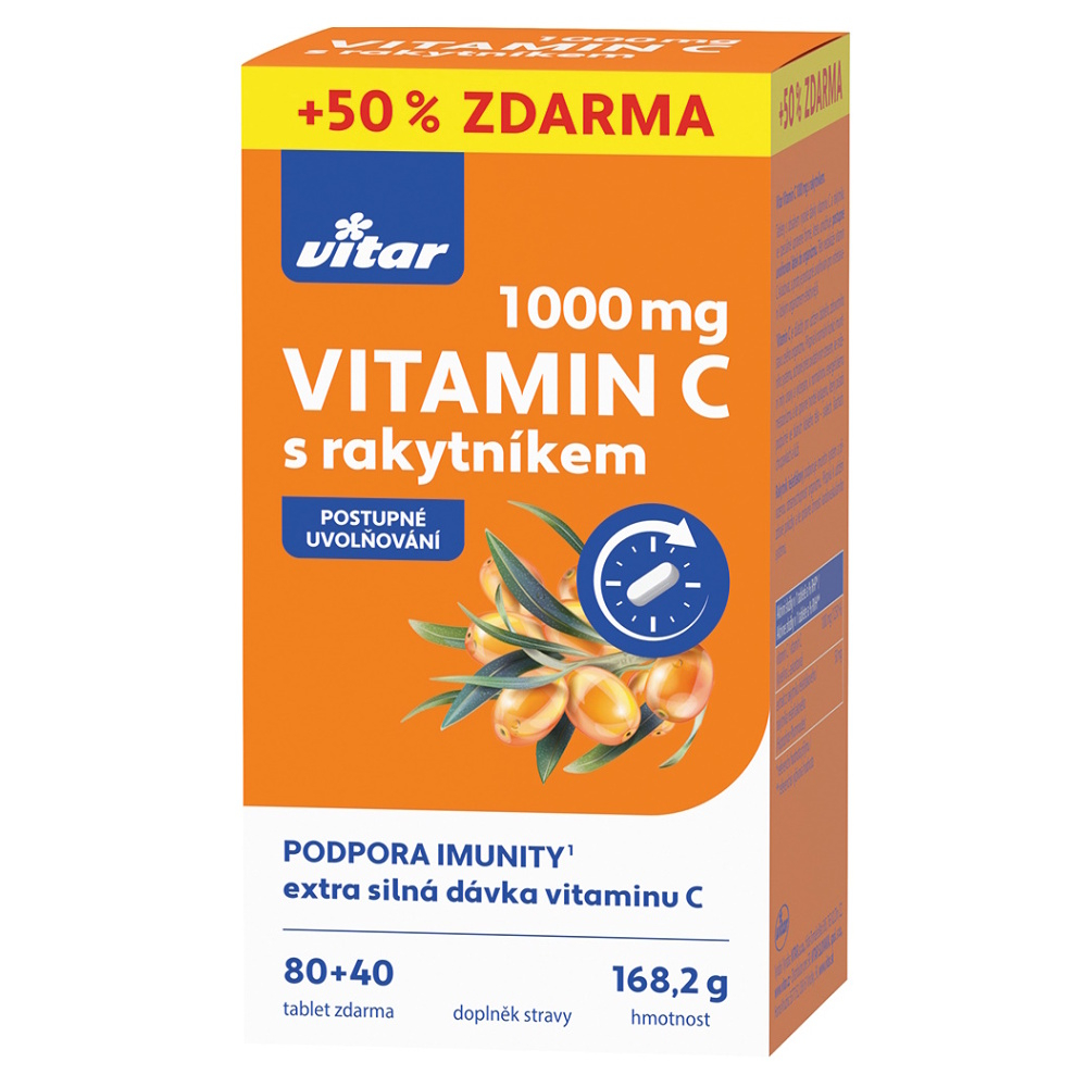 VITAR Premium Vitamin C 1000 mg s rakytníkem 120 tablet