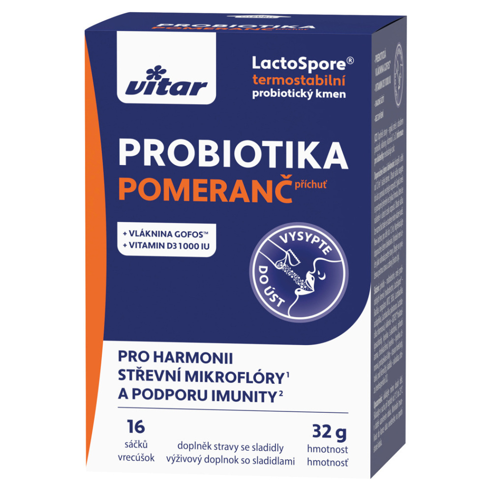 Levně VITAR Probiotika + vláknina + vitamín C a D 16 sáčků
