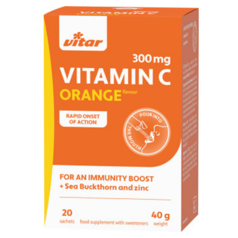 E-shop VITAR Vitamin C 300 mg + rakytník + zinek s příchutí pomeranče 20 sáčků