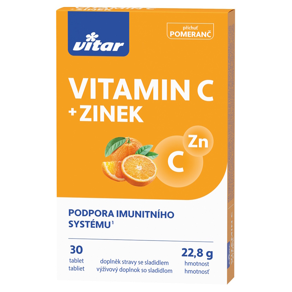 Levně VITAR Vitamin C + zinek s příchutí pomeranče 30 tablet