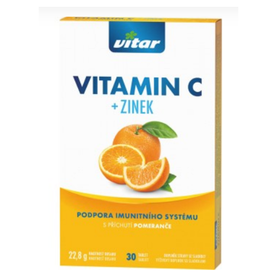 VITAR Vitamin C + zinek s příchutí pomeranče 30 tablet