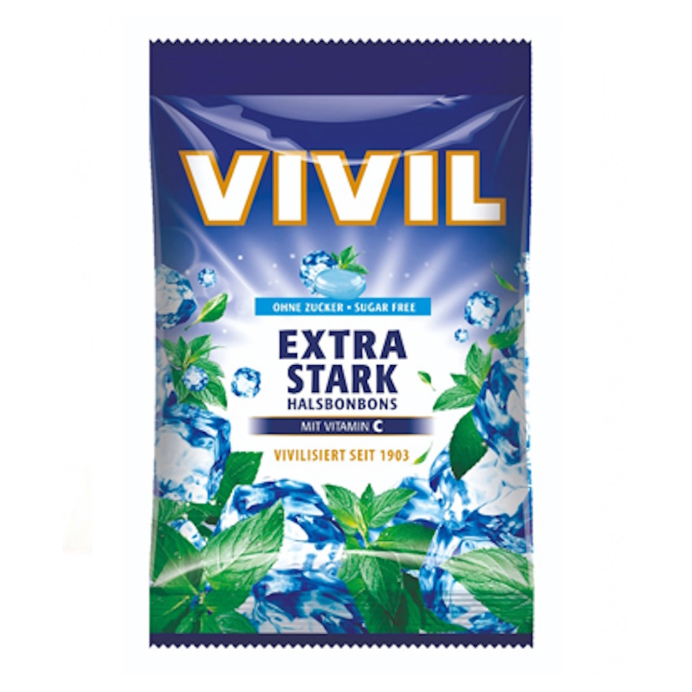 E-shop VIVIL Extra silný mentol a vitamín C drops bez cukru 120 g
