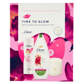 DOVE Glowing Dárkové balení se svíčkou (Kosmetické balíčky)