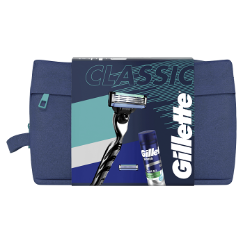 GILLETTE Mach3 Classic Holící strojek pro muže + gel na holení 200 ml + taška Dárkové balení (Kosmetické balíčky)