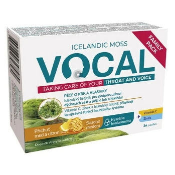 VOCAL HA Pastilky s příchutí medu a citrónu 36 kusů (Dýchání, dýchací cesty) - Vícesložkové