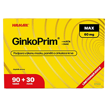 WALMARK GinkoPrim MAX 60 mg 90 + 30 tablet NAVÍC (Doplňky stravy na paměť) - Vícesložkové