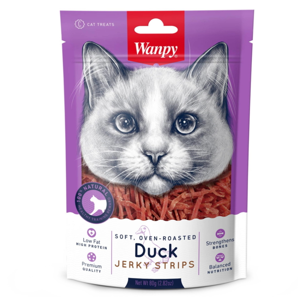 E-shop WANPY Soft duck jerky strips pro kočky 80 g