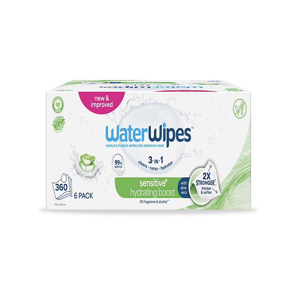 WATERWIPES Ubrousky vlhčené Hydrating clean with aloevera 3in1 360kusů
