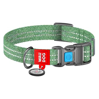 WAUDOG Re-cotton Bavlněný obojek pro psy tm.zelený, Velikost: S (Obojky, postroje a vodítka pro psy)