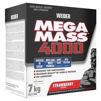 WEIDER Mega Mass 4000 Gainer jahoda 7000 g (Sacharidy, gainery) - Energetické