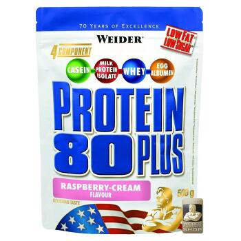 WEIDER Protein 80 plus příchuť malina a smetana 500 g