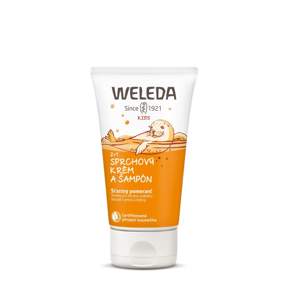 Levně WELEDA 2v1 sprchový krém a šampon Šťastný pomeranč 150 ml