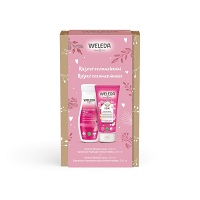 WELEDA  Růžové rozmazlování Aroma Shower Love 200 ml + ​Sametově hýčkající tělové mléko 200 ml Dárkový set