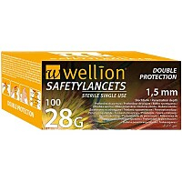 WELLION Safety lancets jednorázové bezpečnostní jehly 28G 100 kusů