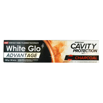 WHITE GLO Advantage charcoal zubní pasta bělící 140 g