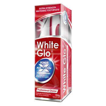 WHITE GLO Profesionální  bělící zubní pasta 150g + kartáček na zuby a mezizubní kartáčky