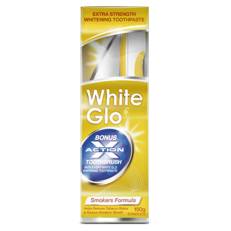 E-shop WHITE GLO Smokers zubní pasta pro kuřáky 150 g + kartáček na zuby a mezizubní kartáčky