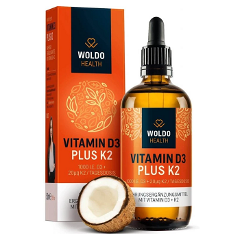 WOLDOHEALTH Vitamín D3 + K2 50 ml (Vitamín D) - Vícesložkové