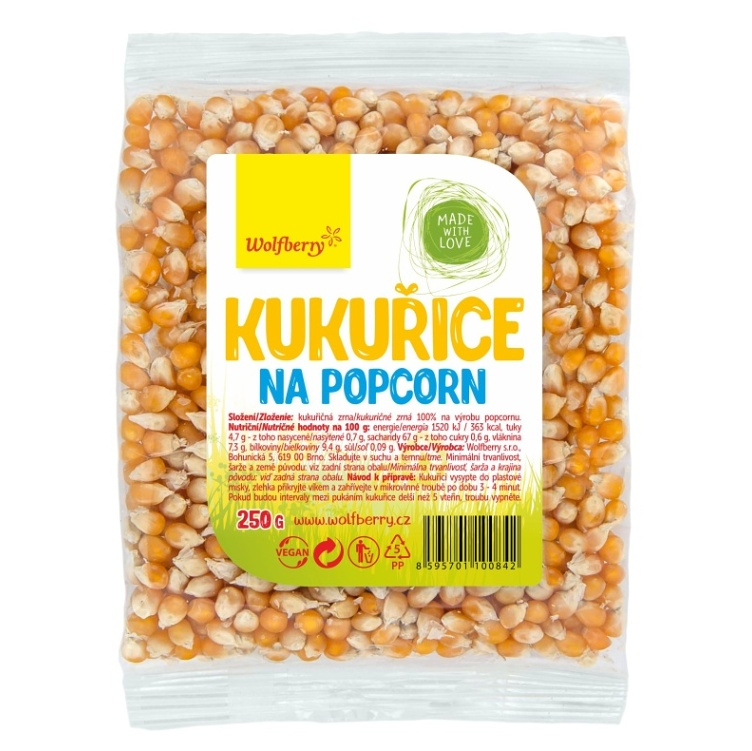 Levně WOLFBERRY Kukuřice na popcorn 250 g