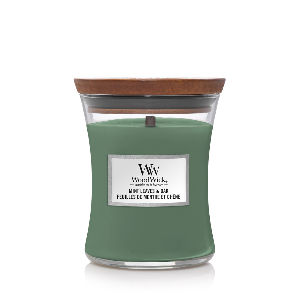 Levně WOODWICK Vonná svíčka váza střední Mint Leaves & Oak 275 g