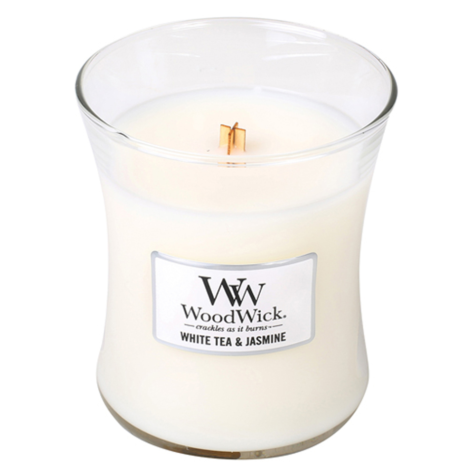 Levně WOODWICK Vonná svíčka váza střední White Tea & Jasmine 275 g
