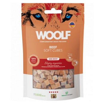 WOOLF Pamlsky pro psy soft cubes hovězí 100 g (Sušené maso pro psy)