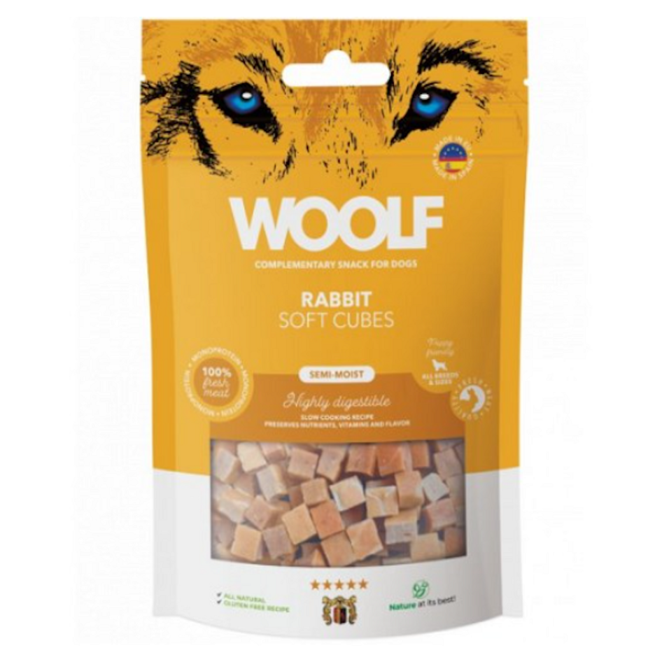 WOOLF Pamlsky pro psy soft cubes králík 100 g