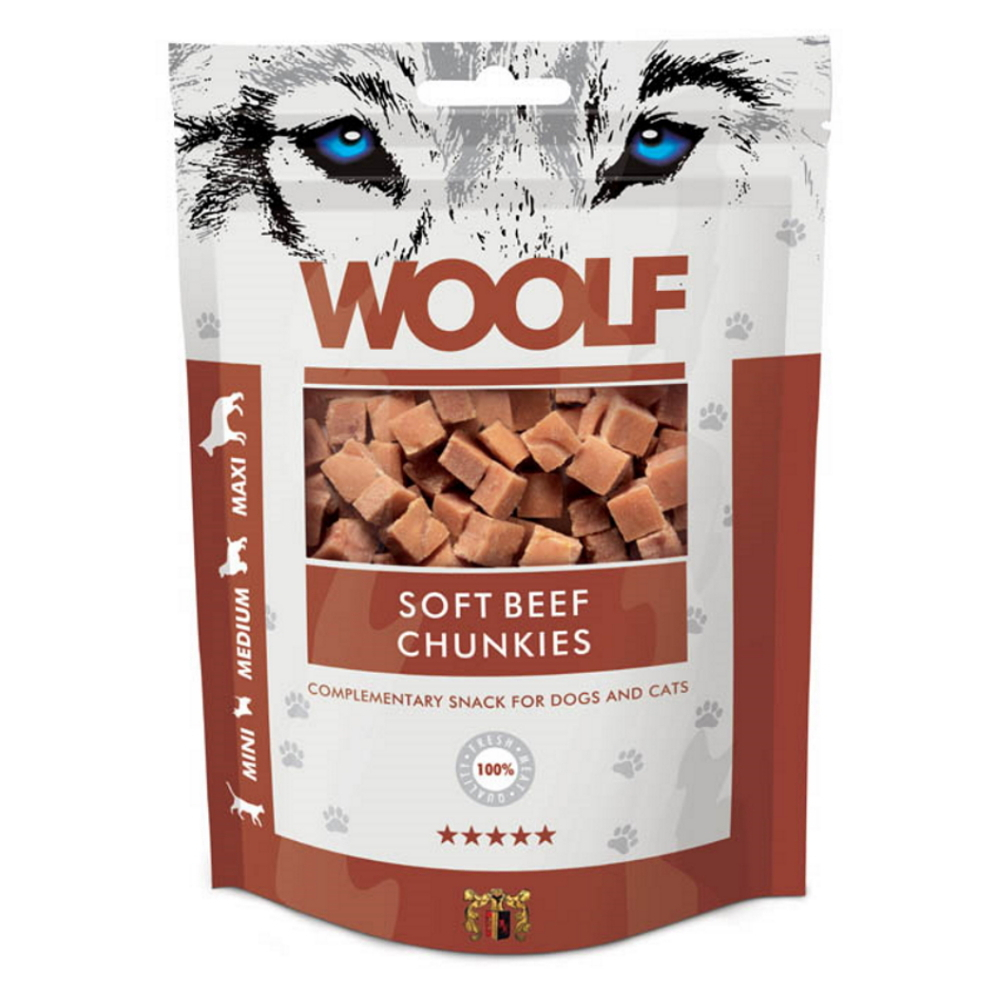 E-shop WOOLF Beef chunkies pochoutka pro psy a kočky 100 g
